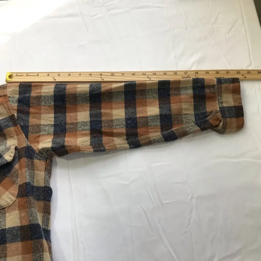 Vintage Pendleton wool brown blue plaid flannel unisex shirt M lumberjack USA - Picture 7 of 11